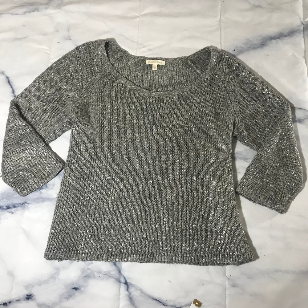 Eileen Fisher Metallic Silver/Grey Sweater